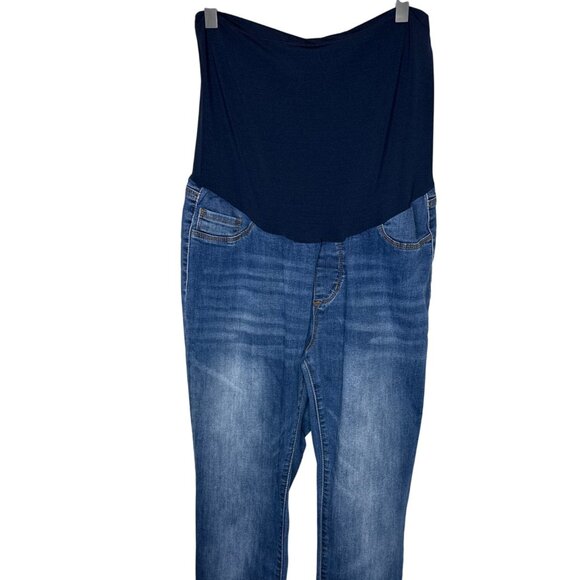 SONG Maternity Skinny Jeans Over Belly Stretch Denim Blue Women’s Size Large - Picture 1 of 7